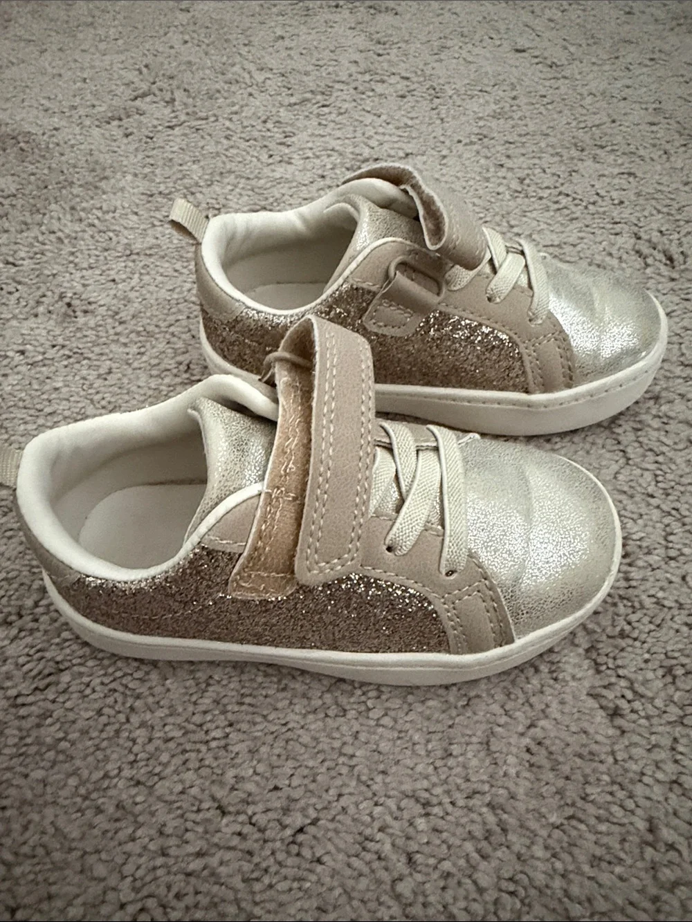 Carter's Girls Sparkle Strap Sneakers in Gold